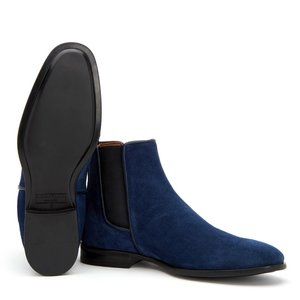 AQUATALIA Adrian Men’s Chelsea Boots Blue Suede Leather 11US MADE IN ITALY